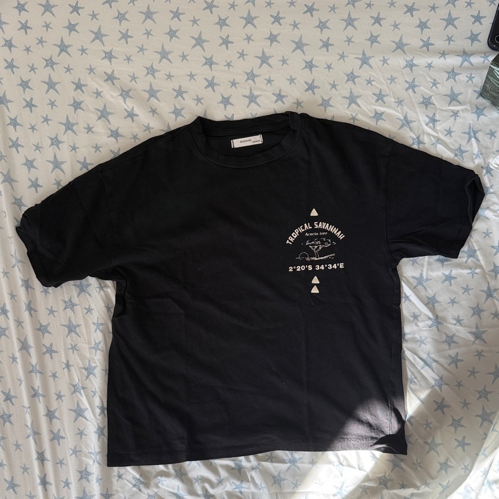 Reserved Black Kids' T-Shirt with Graphic Print